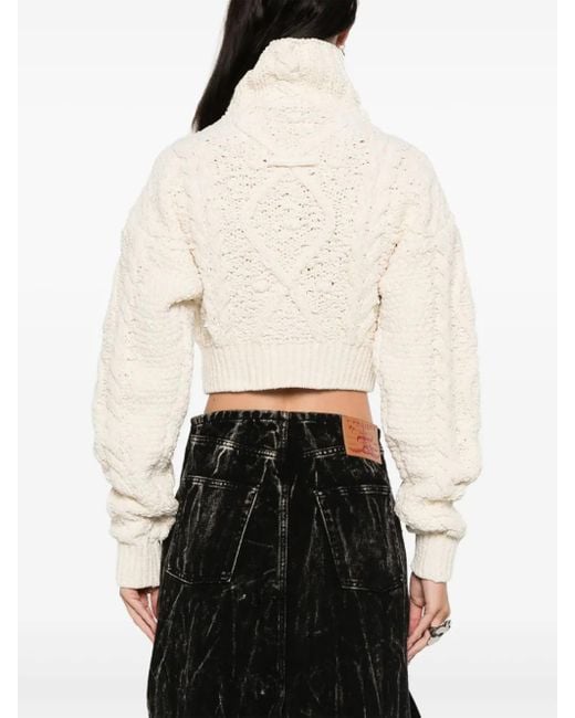 Jean Paul Gaultier Cropped Trui Met Kegeldetail in het Natural