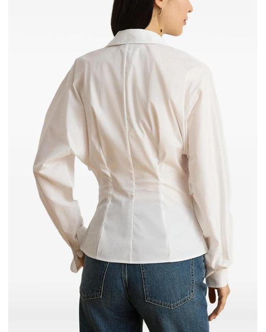 Ralph Lauren White Devra Wrap-Style Blouse
