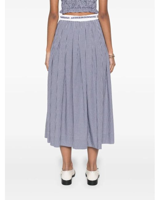 Maje Midi-Rok Met Gingham Ruit in het Blue