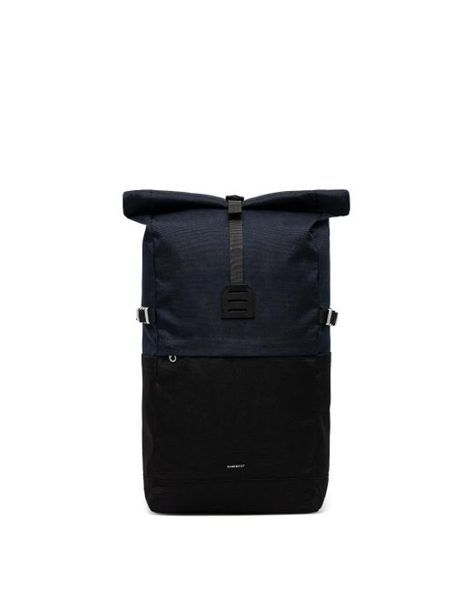 Sandqvist Black Icon Roll-Top Buckle Backpack