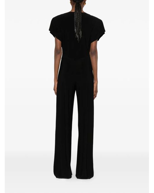 Norma Kamali Black Cap-Sleeves Jumpsuit