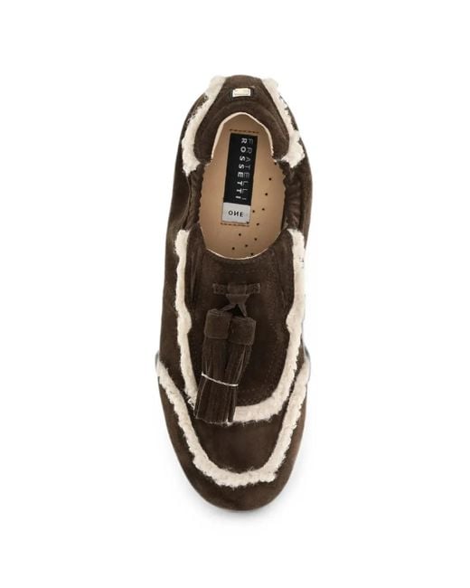 Fratelli Rossetti Brown Tassel Shearling-Trim Loafers