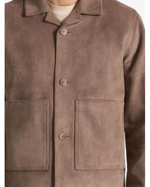 Manière De Voir Brown Michel Suede-Effect Revere-Collar Taupe Jacket for men