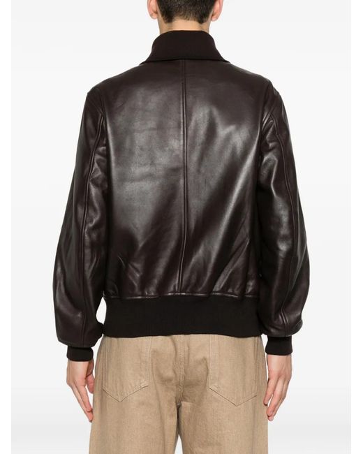Sandro Brown Ribbed-Trim Trucker-Collar Jacket for men
