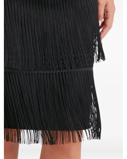 Temperley London Black Layered-Design Midi Skirt