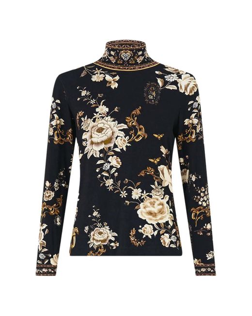 Camilla Black Flamenco Folklore Floral Top
