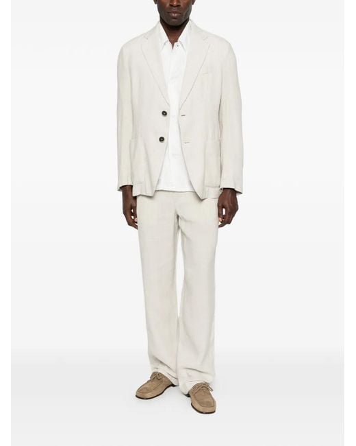 Barena White Herringbone Trousers for men