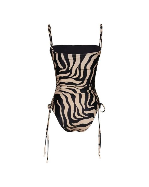 Johanna Ortiz Black Tarangire Zebra-Pattern One Piece