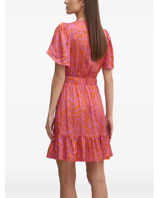 La Petite Francaise Red Ryhana Ruffled V-Neck Mini Dress
