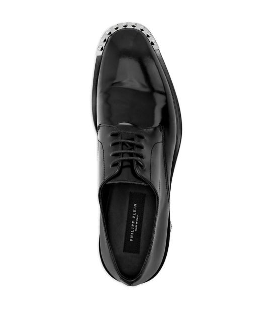 Philipp Plein Black Spike-detail Leather Derby Shoes for men