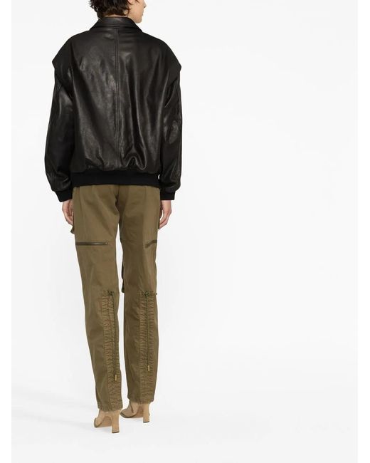 DSquared² Black Zipped Goatskin Bomber Jacket