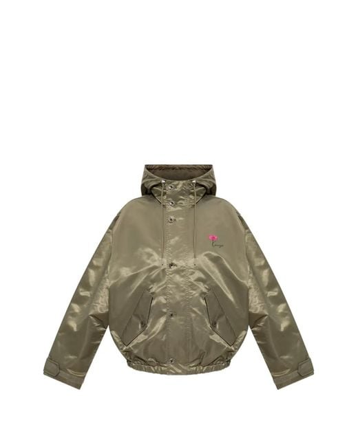 KENZO Green Floral-Print Hooded Jacket