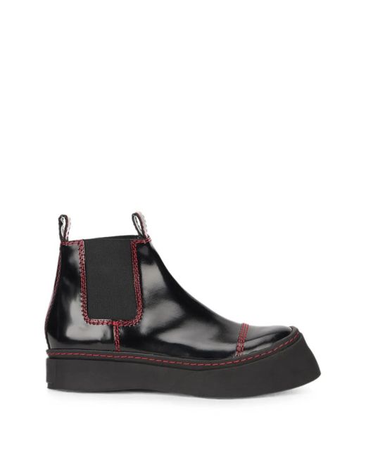 Philosophy Di Lorenzo Serafini Black Contrast-Stitch Platform Ankle Boots