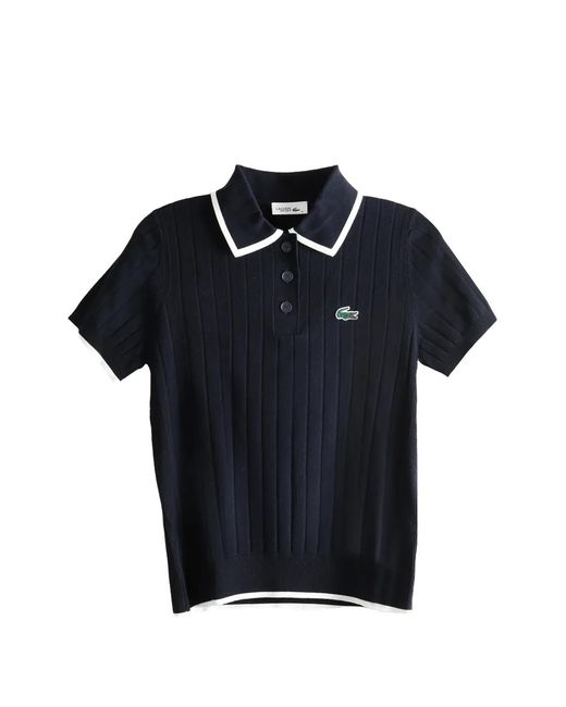 Lacoste Blue Short Sleeve Polo Collar Golf Sweater Wmns Flour"
