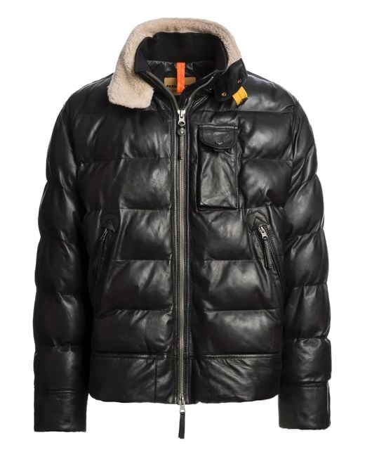 Parajumpers Black Gian Leather Jacket for men