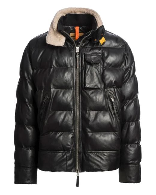 Parajumpers Black Gian Leather Jacket for men