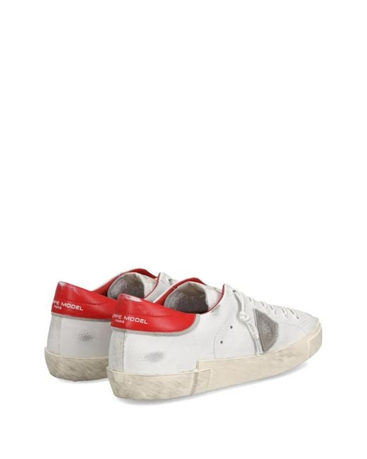 Philippe Model White Triangle-Patch Sneakers for men