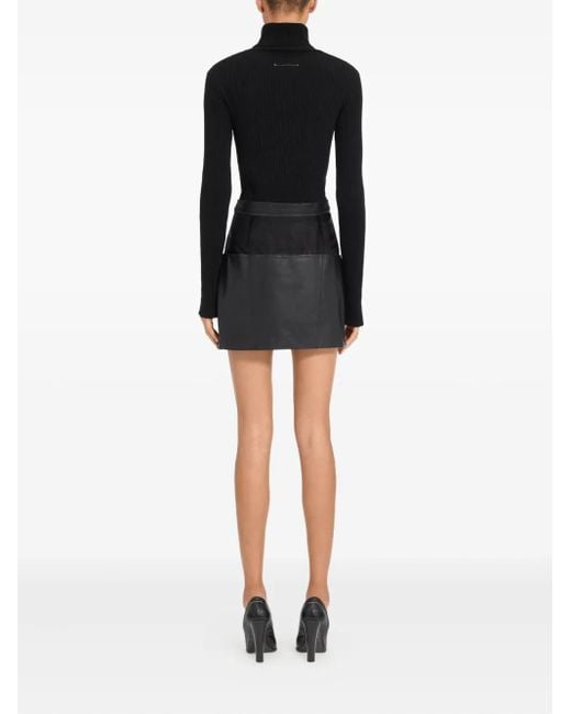 MM6 by Maison Margiela Black Leather Mini Skirt