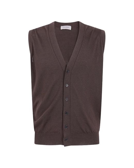 John Smedley Brown Bolton Sleeveless Vest for men