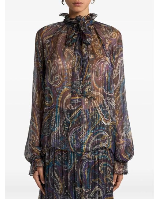 Blouse En Soie À Motif Cachemire Etro en coloris Purple
