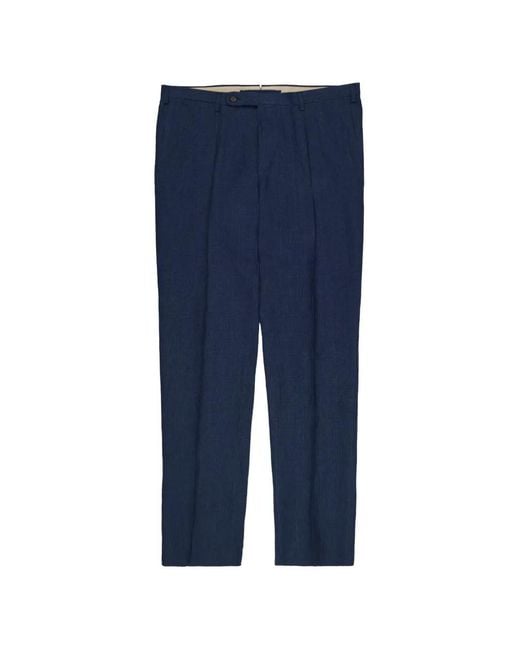 Slowear Blue Patterned Linen Trousers for men