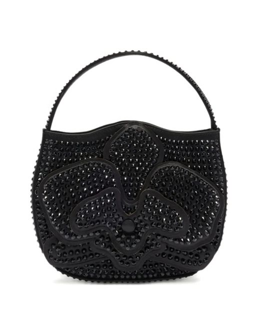 Genny Black Mini Orchidea Tote Bag Mit Kristallen