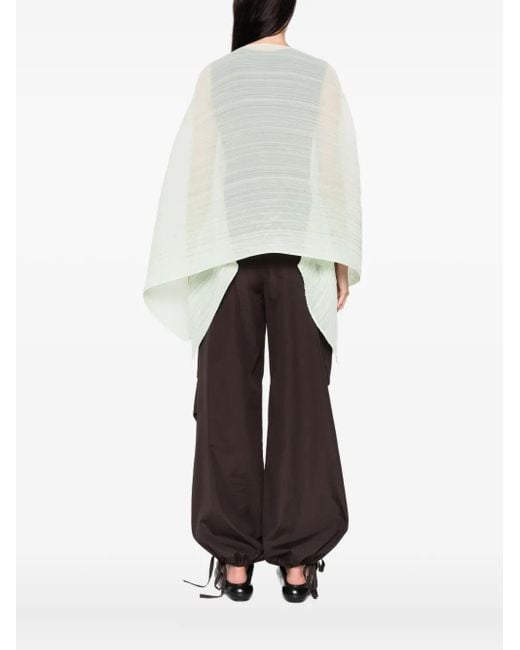 Pleats Please Issey Miyake White Madame-T June Cape-Jacke Mit Falten
