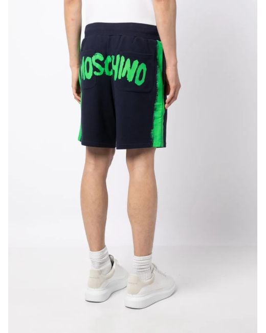 Moschino Blue Logo-Print Track Shorts for men