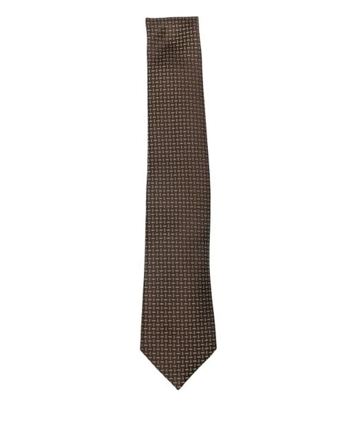 Corbata de seda con motivo geométrico Emporio Armani de hombre de color White