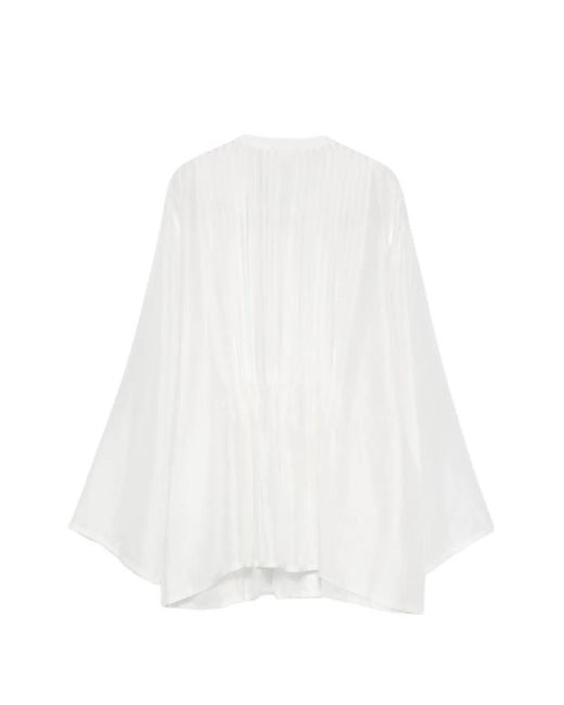 P.A.R.O.S.H. White Beaded Pleated Blouse