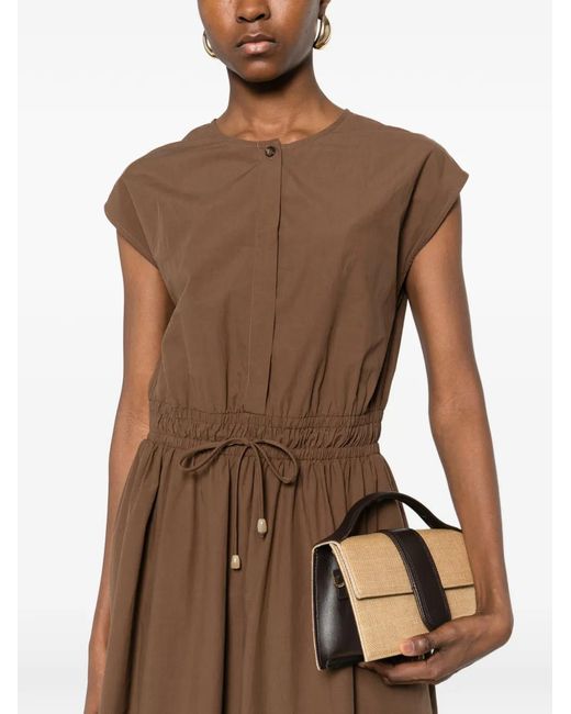 Ottod'Ame Brown Drawstring Sleeveless Maxi Dress