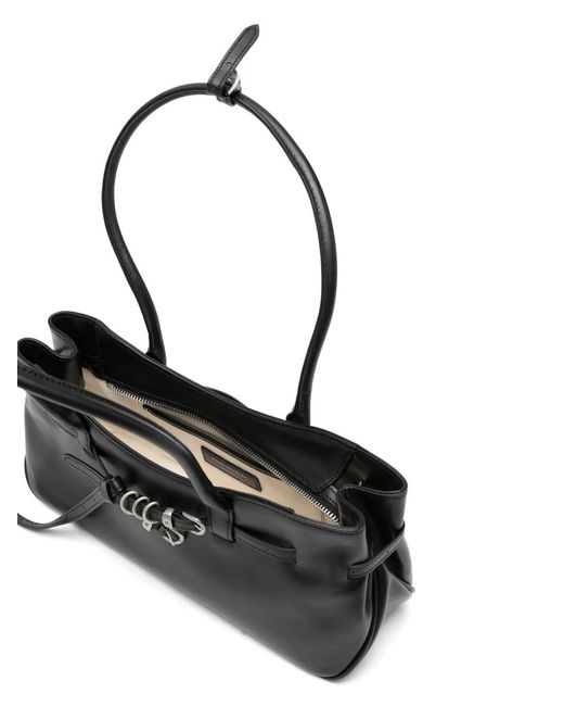 MARGE SHERWOOD Black Buckled Leather Shoulder Bag