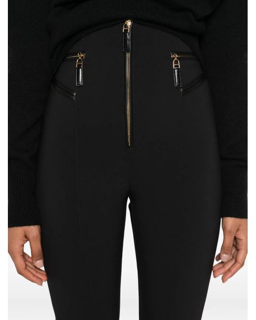 Pantalon Droit À Détails De Zips Elisabetta Franchi en coloris Black