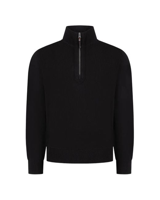 Parajumpers Black Basic Scoe Quarter-Zip Ribbed-Trim Sweater for men