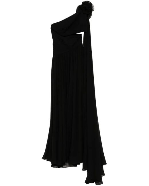 Elie Saab アシンメトリー シルクドレス Black