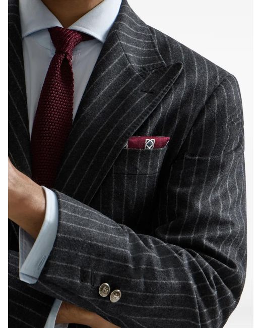 Brunello Cucinelli Purple Silk Geometric Pattern Pocket Square for men