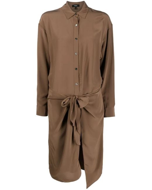 Robe-Chemise Sarong À Design Drapé Theory en coloris Brown