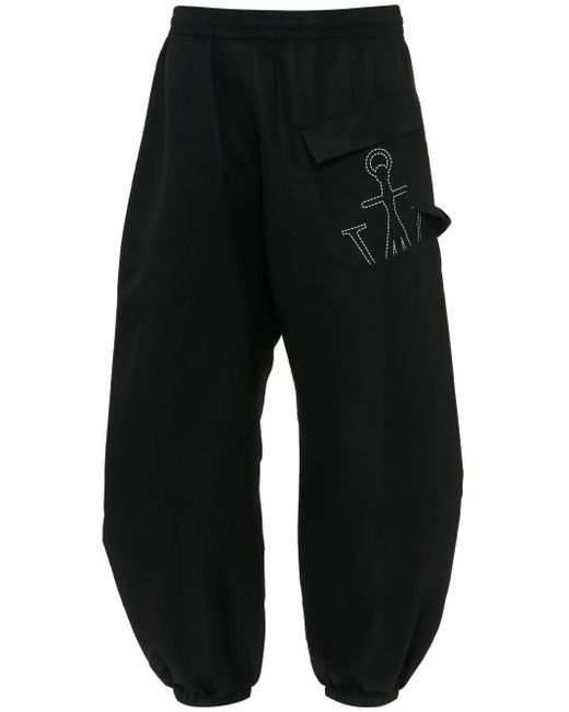 J.W. Anderson Black Twisted Jogginghose Mit Anker-Print