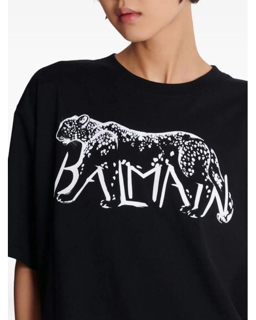 Balmain レオパード Tシャツ Black