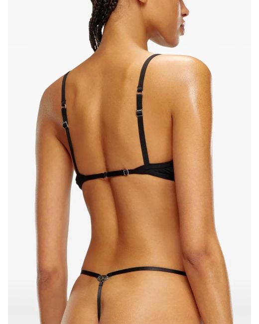 Tanga con placa Oval D DIESEL de color Black