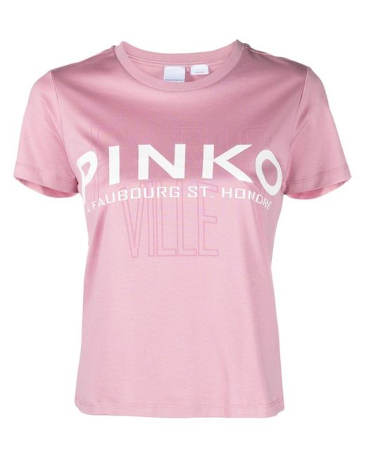 Pinko Pink T-Shirt mit Logo-Print