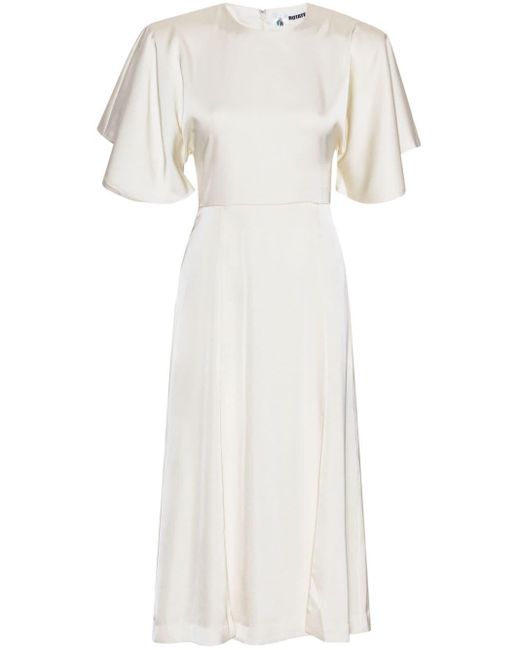 ROTATE BIRGER CHRISTENSEN White Satin Midi Slit Dress