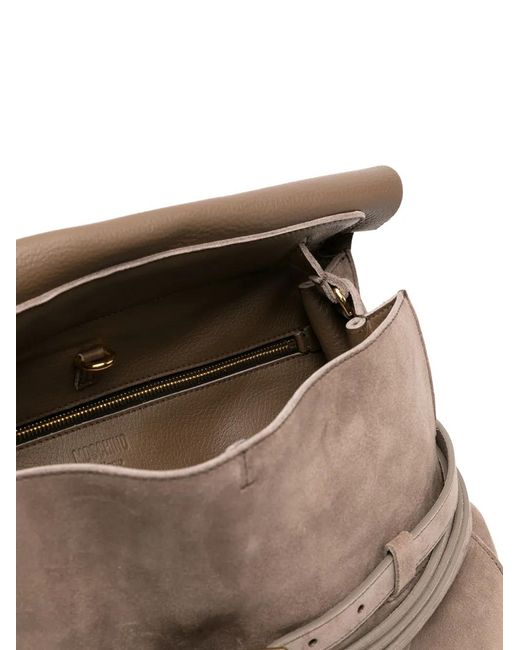 Moschino Brown Alicante Belt-Detail Foldover Tote Bag