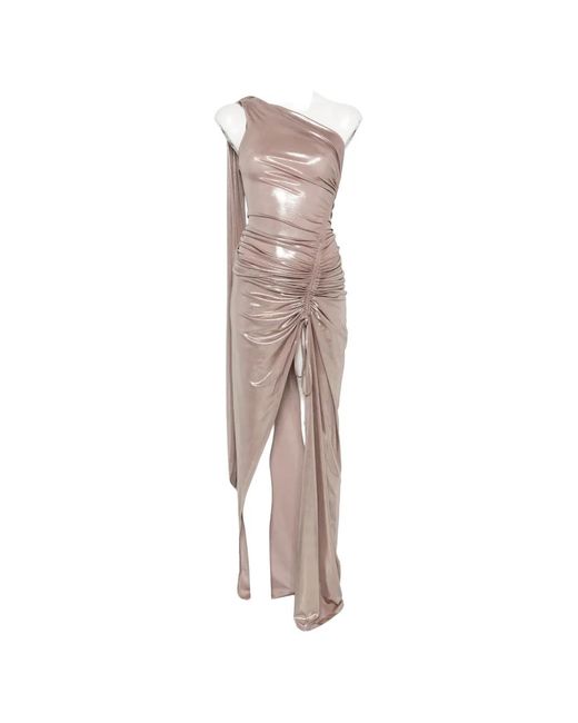 Atu Body Couture Natural One-Shoulder Ruched Maxi Dress