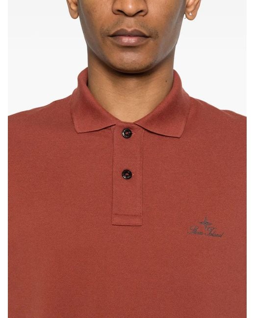 Stone Island Red Button Polo Shirt for men