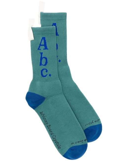 Advisory Board Crystals Blue Ribbed Logo-Intarsia Socks for men
