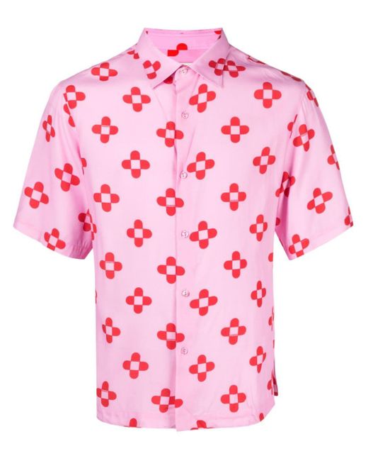 Sandro Pink Floral-print Shirt for men