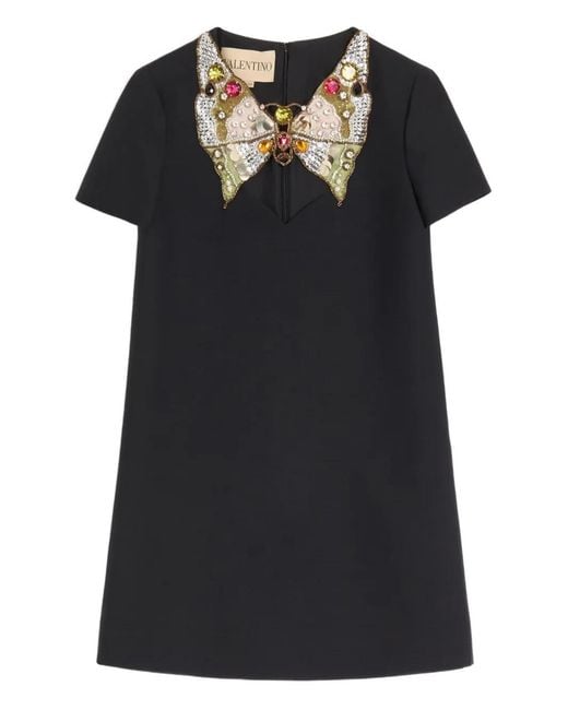 Valentino Garavani Black Butterfly-Detail Mini Dress
