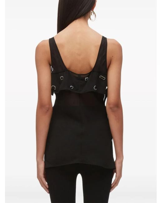 3.1 Phillip Lim Black Gemstone-Embellished Silk Tank Top