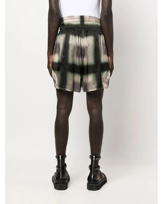 Rick Owens Black Geometric-Print Drawstring Shorts for men